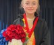 Ainsley with her gold medal from the Star 4 U10 Freeskate